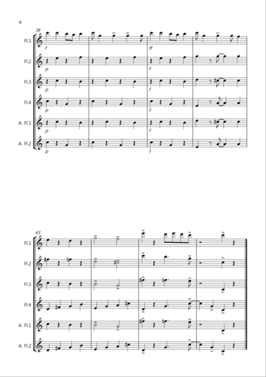 Three Blind Mice for Flute Quartet Flute Quartet scores gallery preview page 4