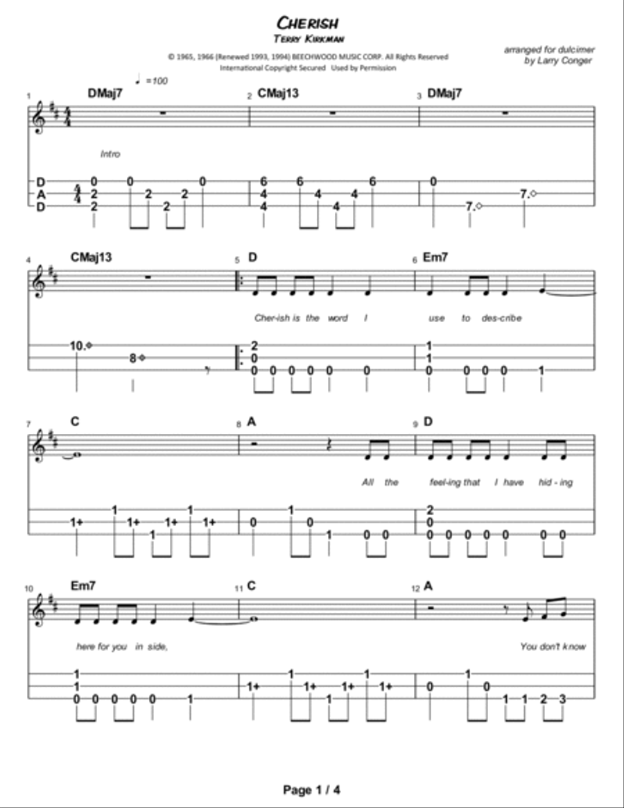 Cherish Dulcimer scores gallery preview page 2