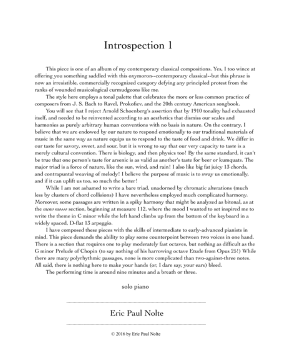 Introspection 1 Piano Solo scores gallery preview page 1