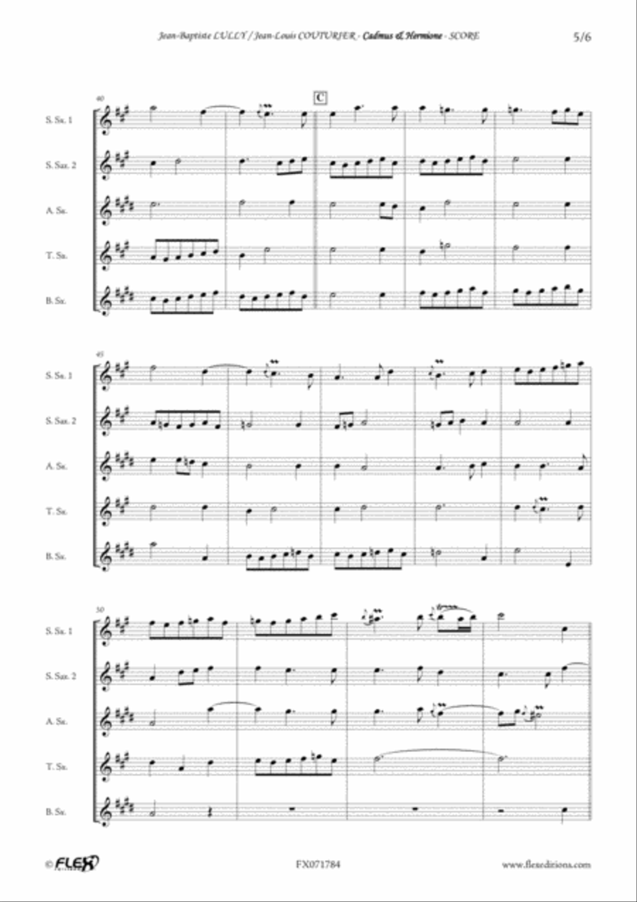 Cadmus and Hermione Overture Saxophone Quintet scores gallery preview page 5