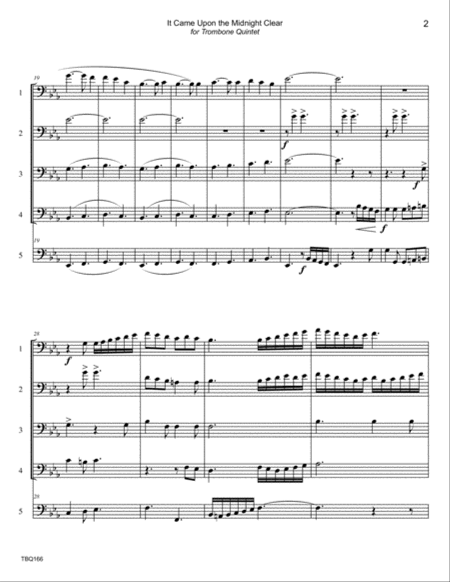 IT CAME UPON THE MIDNIGHT CLEAR - TROMBONE QUINTET (unaccompanied) Brass Ensemble scores gallery preview page 2