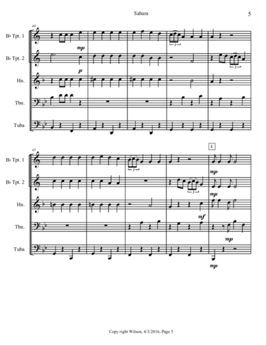 Sahara Brass Quintet scores gallery preview page 6