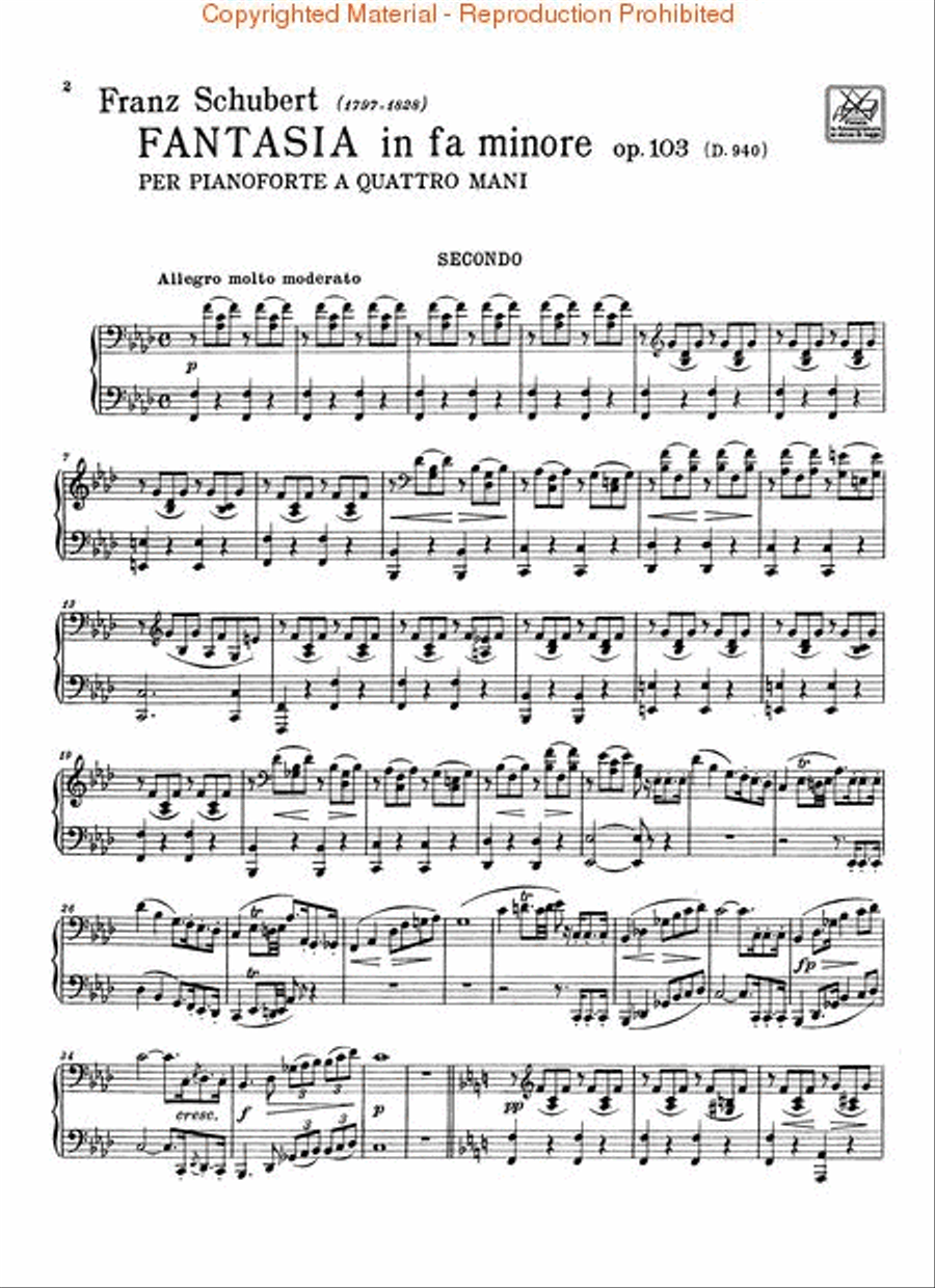Fantasia in F Minor, Op. 103, D940 Piano Duet scores gallery preview page 2
