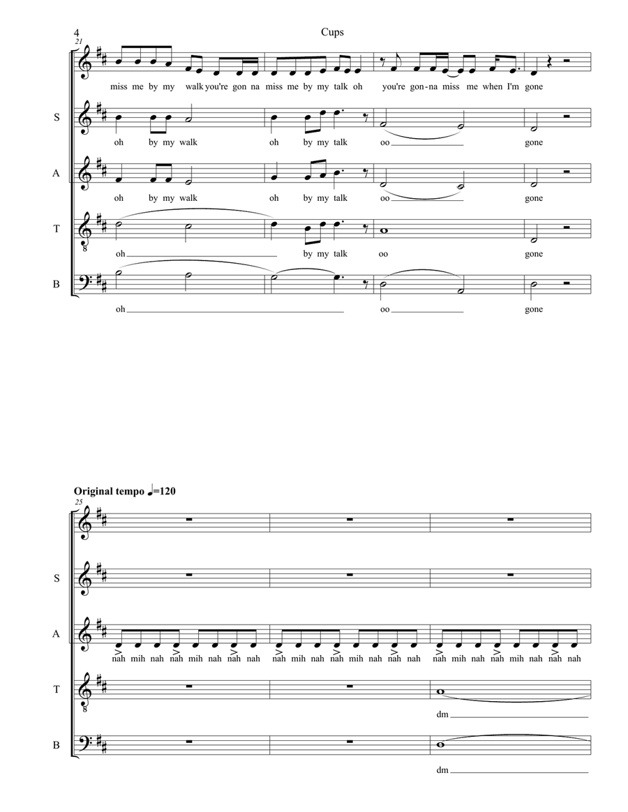 Cups (When I'm Gone) 4-Part scores gallery preview page 4