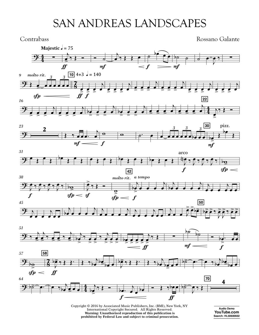 San Andreas Landscapes - Contrabass Double Bass scores gallery preview page 1