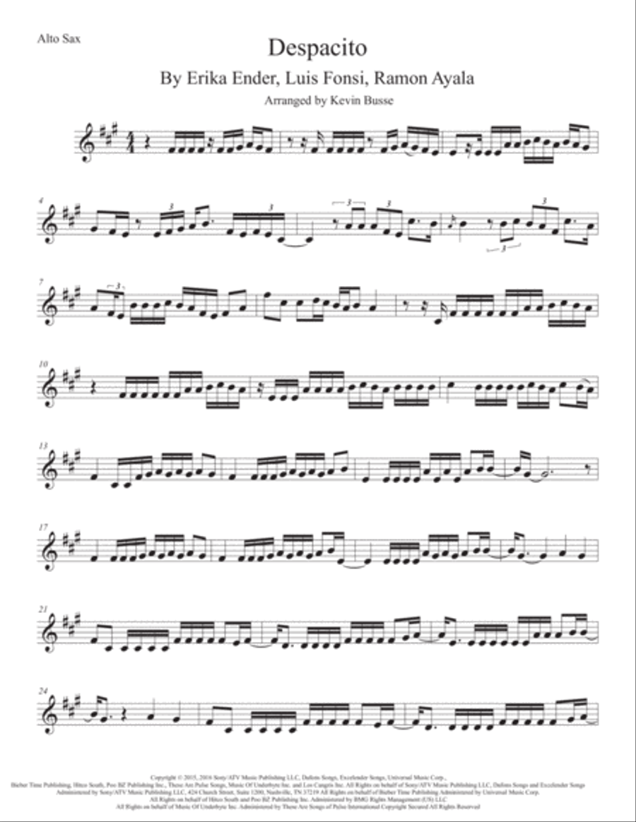 Despacito Alto Saxophone scores gallery preview page 1