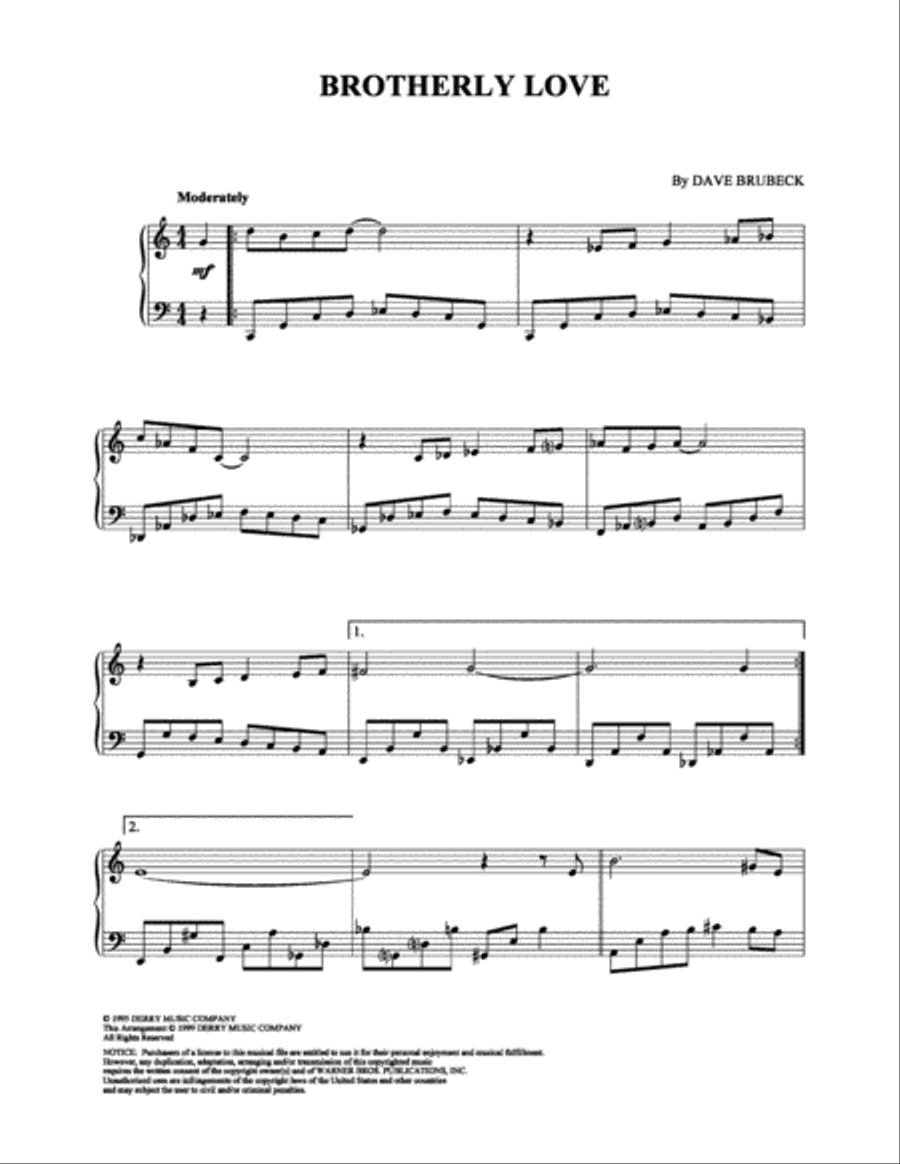 Brotherly Love Brotherly Love Piano Solo scores gallery preview page 1
