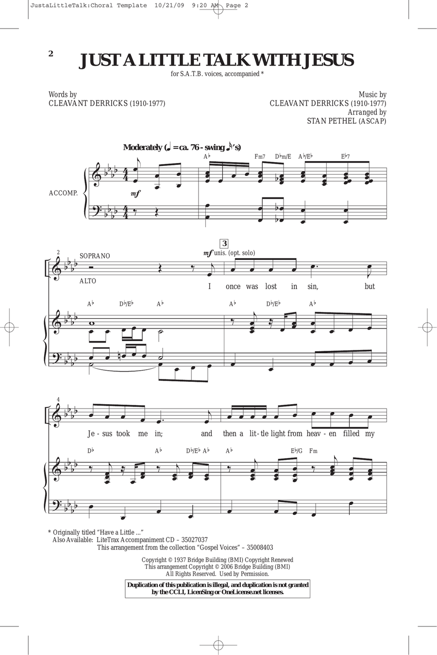 Just A Little Talk With Jesus 4-Part scores gallery preview page 1