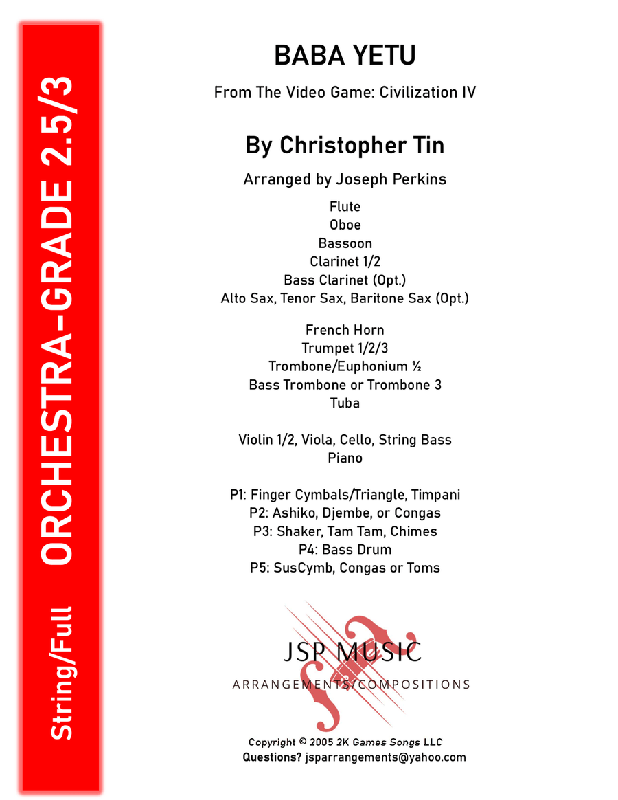 Baba Yetu Full Orchestra scores gallery preview page 1