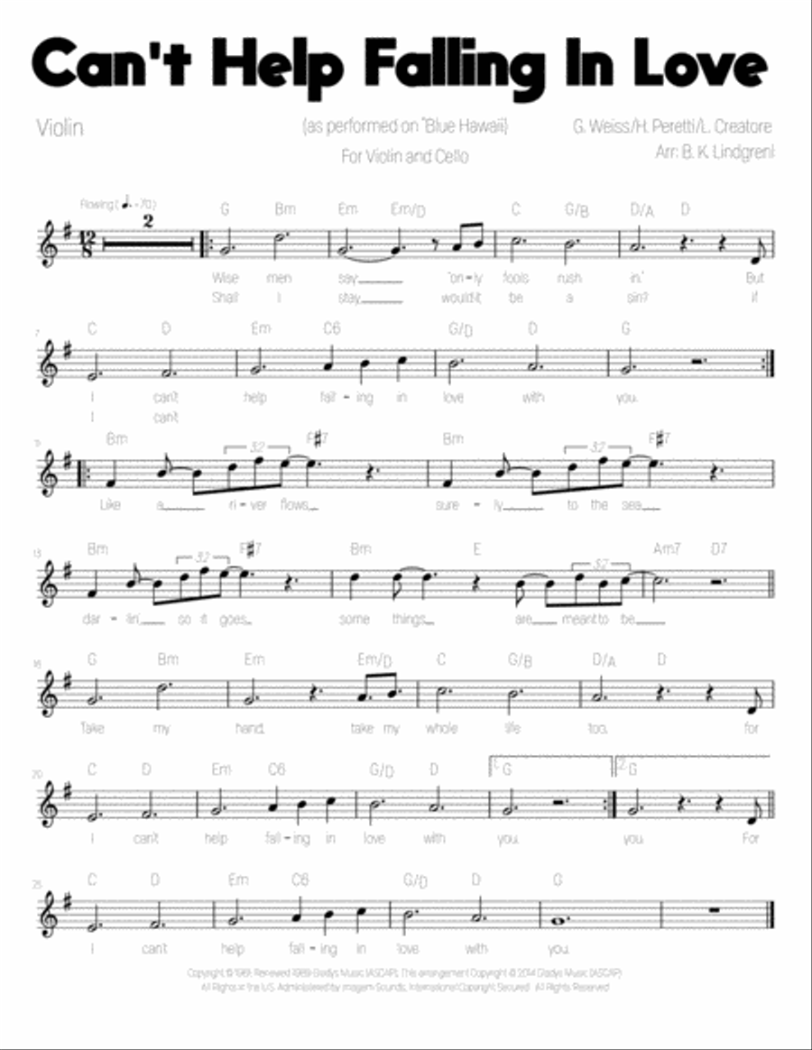 Can't Help Falling In Love String Duet scores gallery preview page 2