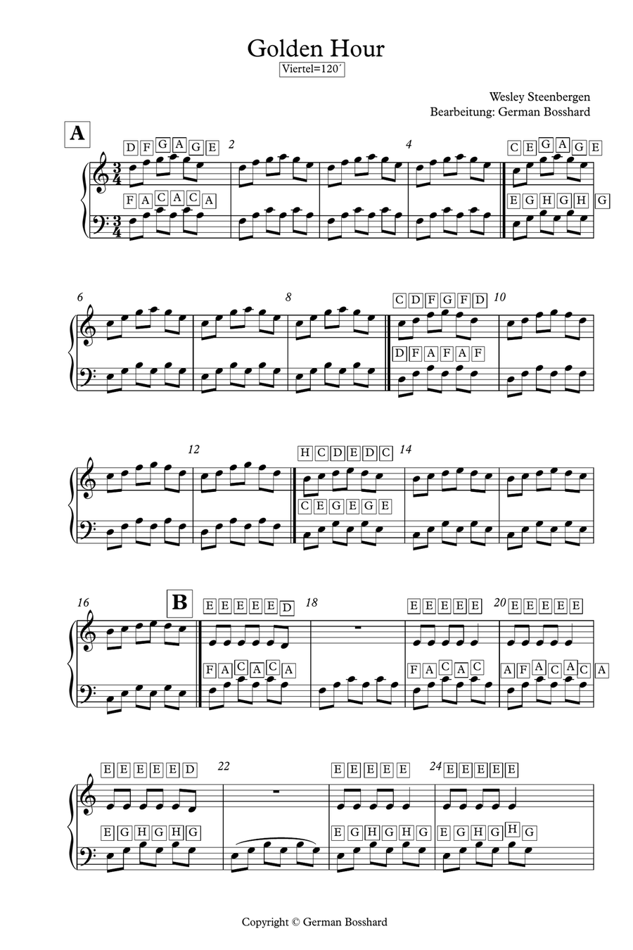 Golden Hour Piano Solo scores gallery preview page 1