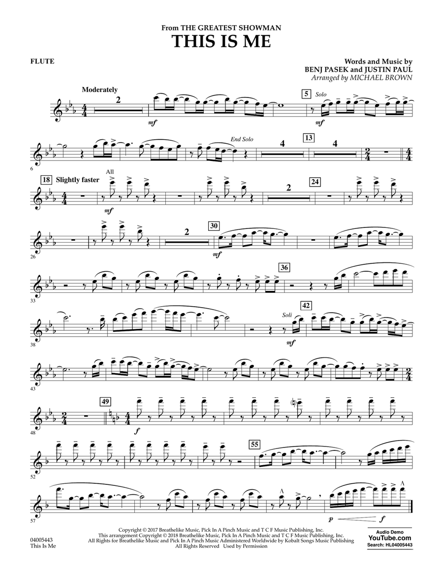 This Is Me (from The Greatest Showman) - Flute Concert Band scores gallery preview page 1