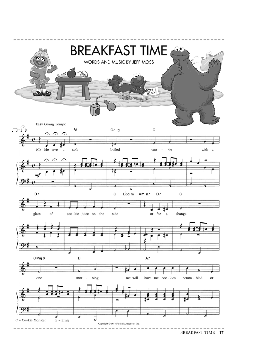 Breakfast Time (from Sesame Street) Piano, Vocal, Guitar scores gallery preview page 1