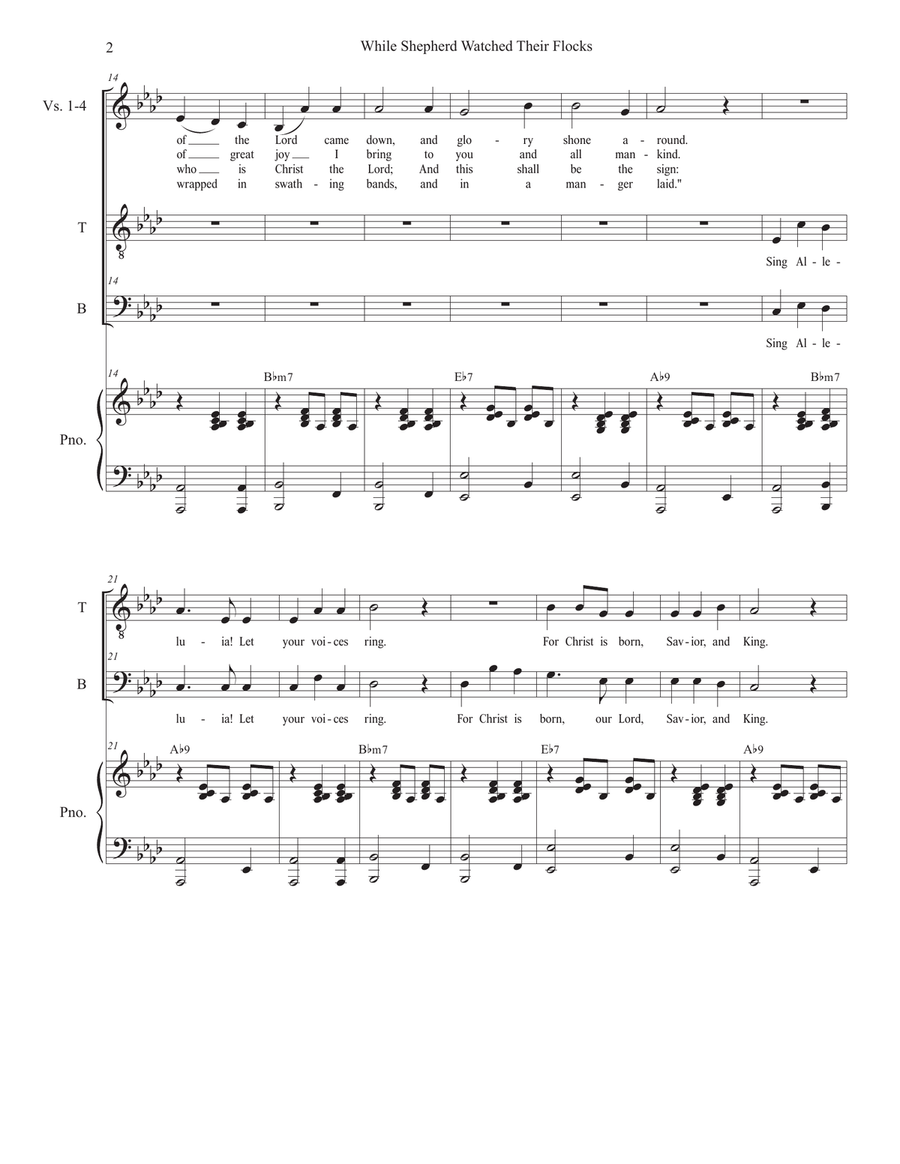 While Shepherds Watched Their Flocks By Night (Duet for Tenor and Bass solo) Tenor Voice scores gallery preview page 2