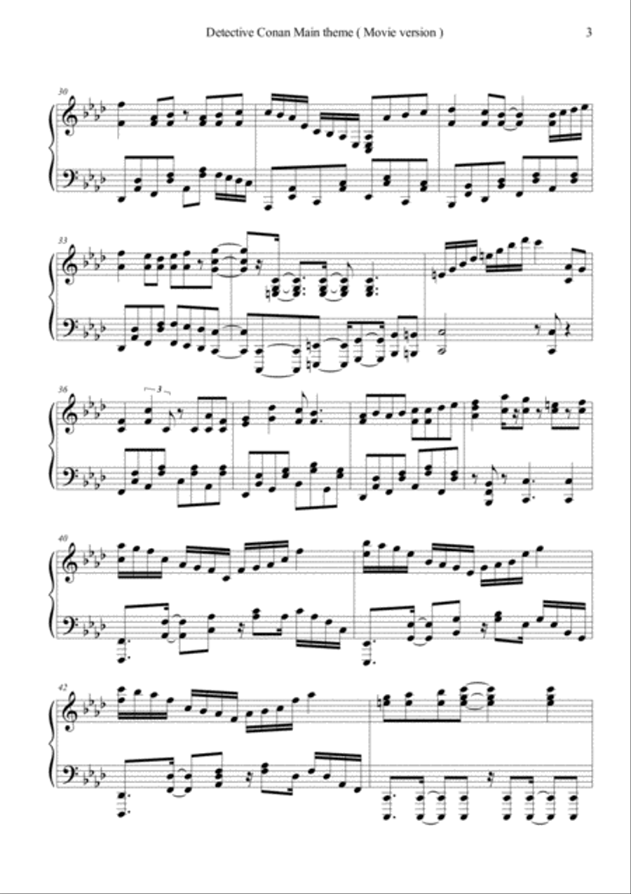 Detective Conan: Main Theme Easy Piano scores gallery preview page 3