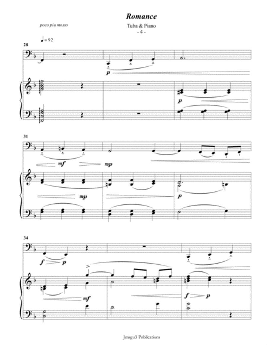 Saint-Saens: Romance for Tuba & Piano Tuba scores gallery preview page 4