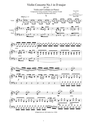 Vivaldi - Violin Concerto No.1 in D major RV 207 Op.11 for Violin and Cembalo (or Piano)