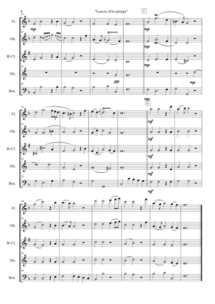 Lascia ch'io pianga, Aria from the opera "Rinaldo" (Woodwind Quintet: Fl,Ob,Cl,Hn,Bsn) image number null