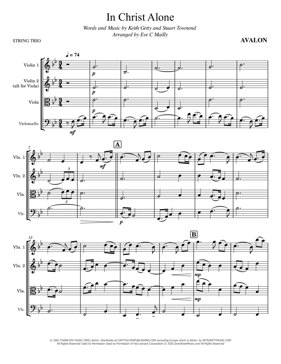 In Christ Alone String Trio scores gallery preview page 1