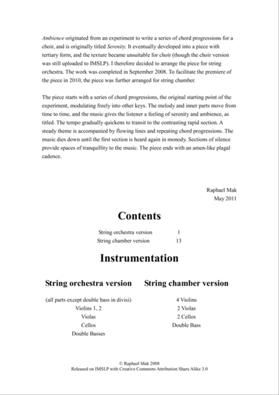 Ambience (string orchestra/chamber version), op. 10 String Orchestra scores gallery preview page 2