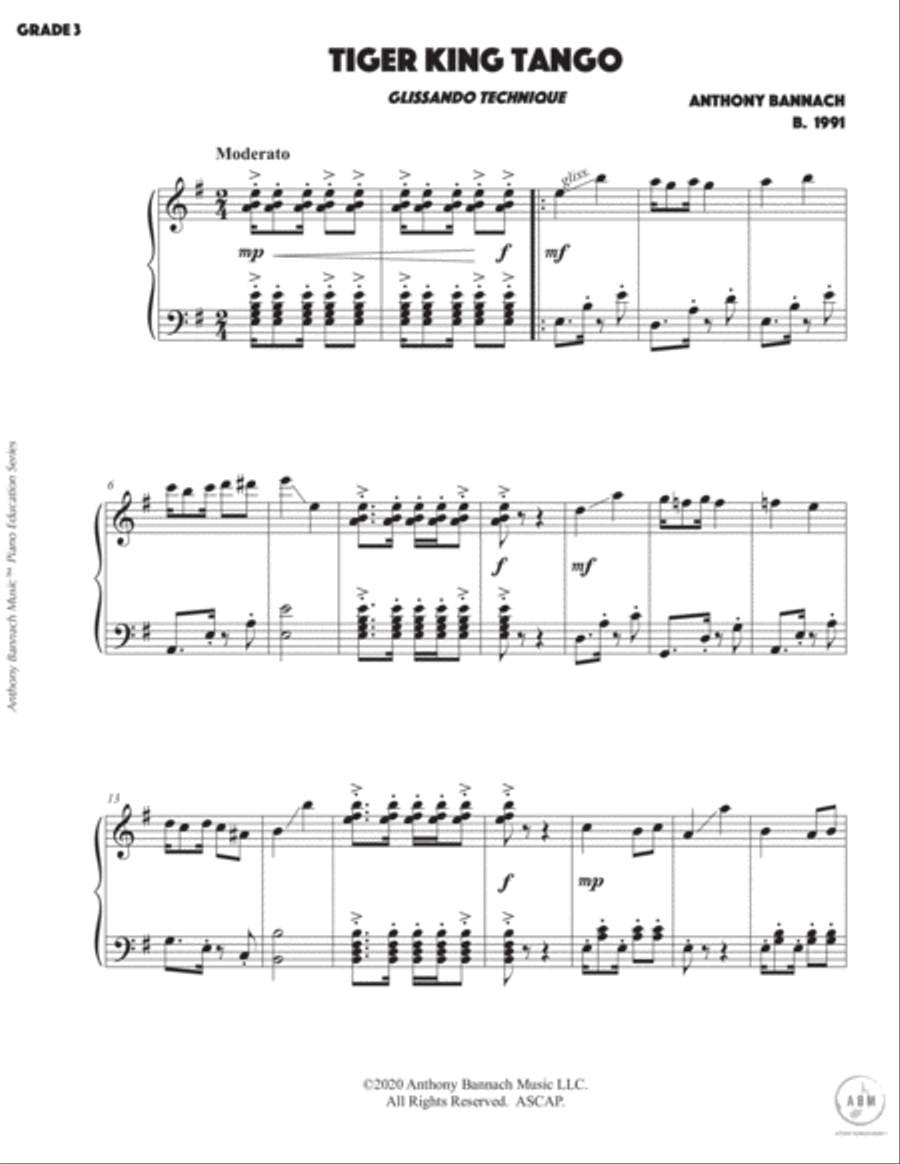 "Tiger King Tango" Glissando Technique Piece for Grade 3 Piano