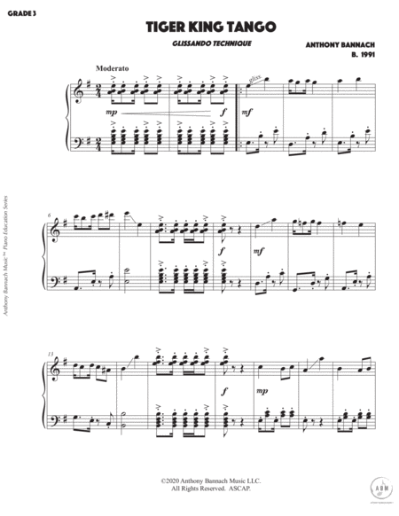 "Tiger King Tango" Glissando Technique Piece for Grade 3 Piano image number null