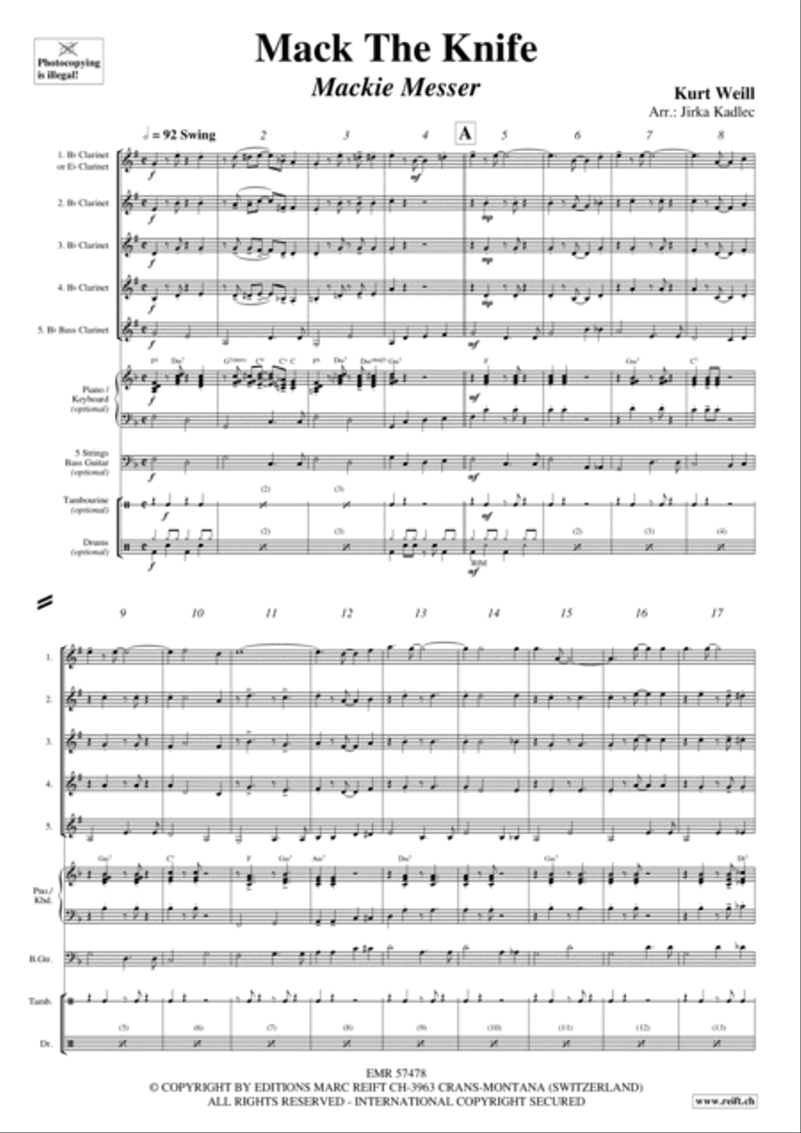 Mack The Knife Clarinet Quintet scores gallery preview page 3