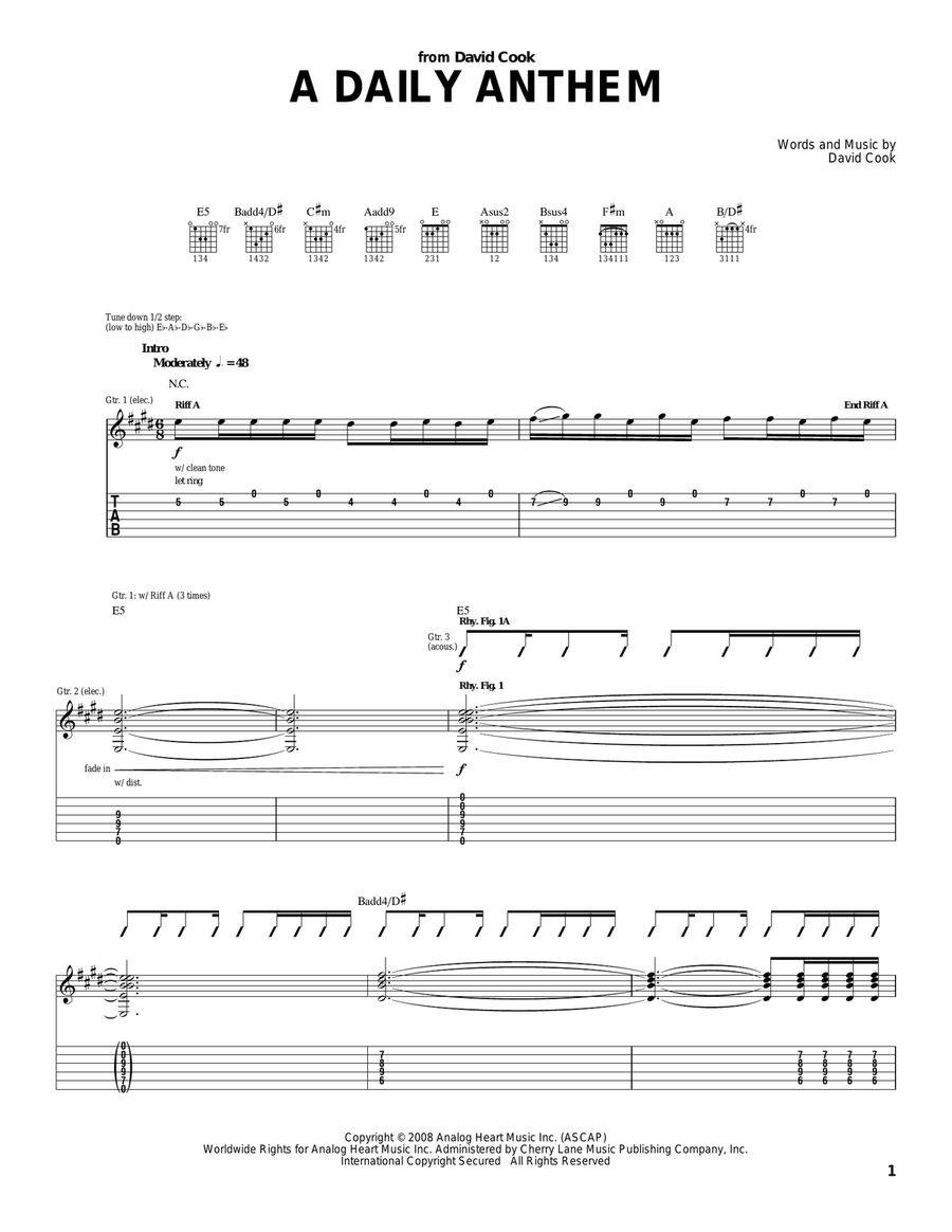 A Daily Anthem A Daily Anthem Acoustic Guitar scores gallery preview page 1