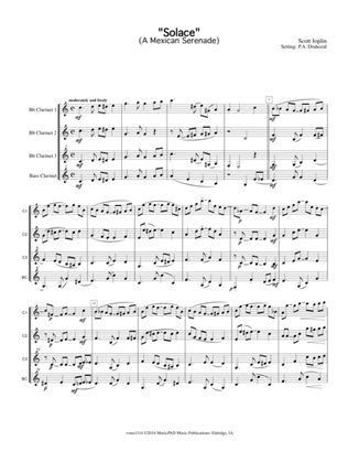 Solace -A Mexican Serenade by Scott Joplin (arranged for clarinet quartet)