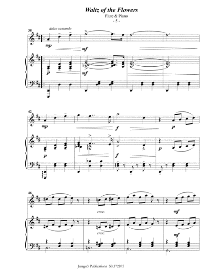 Tchaikovsky: Waltz of the Flowers from Nutcracker Suite for Flute & Piano Flute Solo scores gallery preview page 6