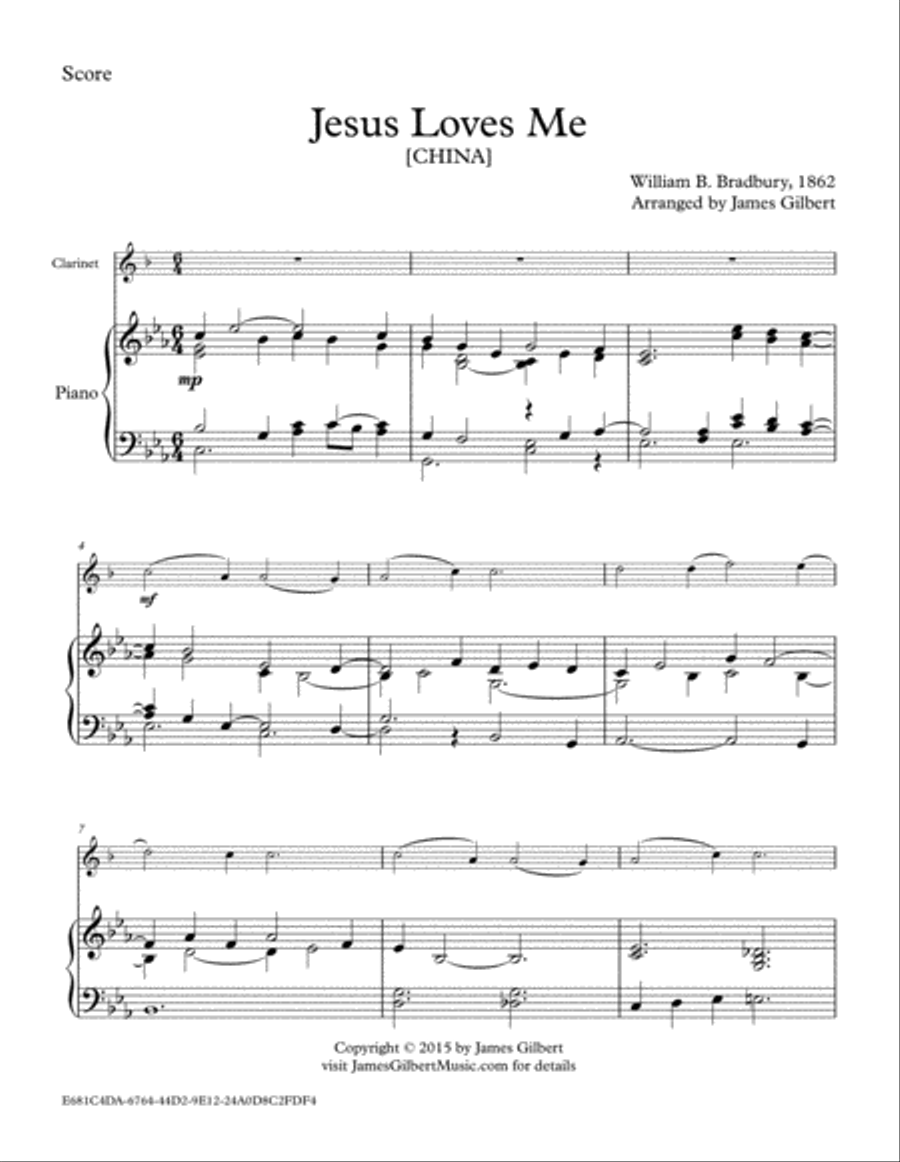 Jesus Loves Me Clarinet Solo scores gallery preview page 1