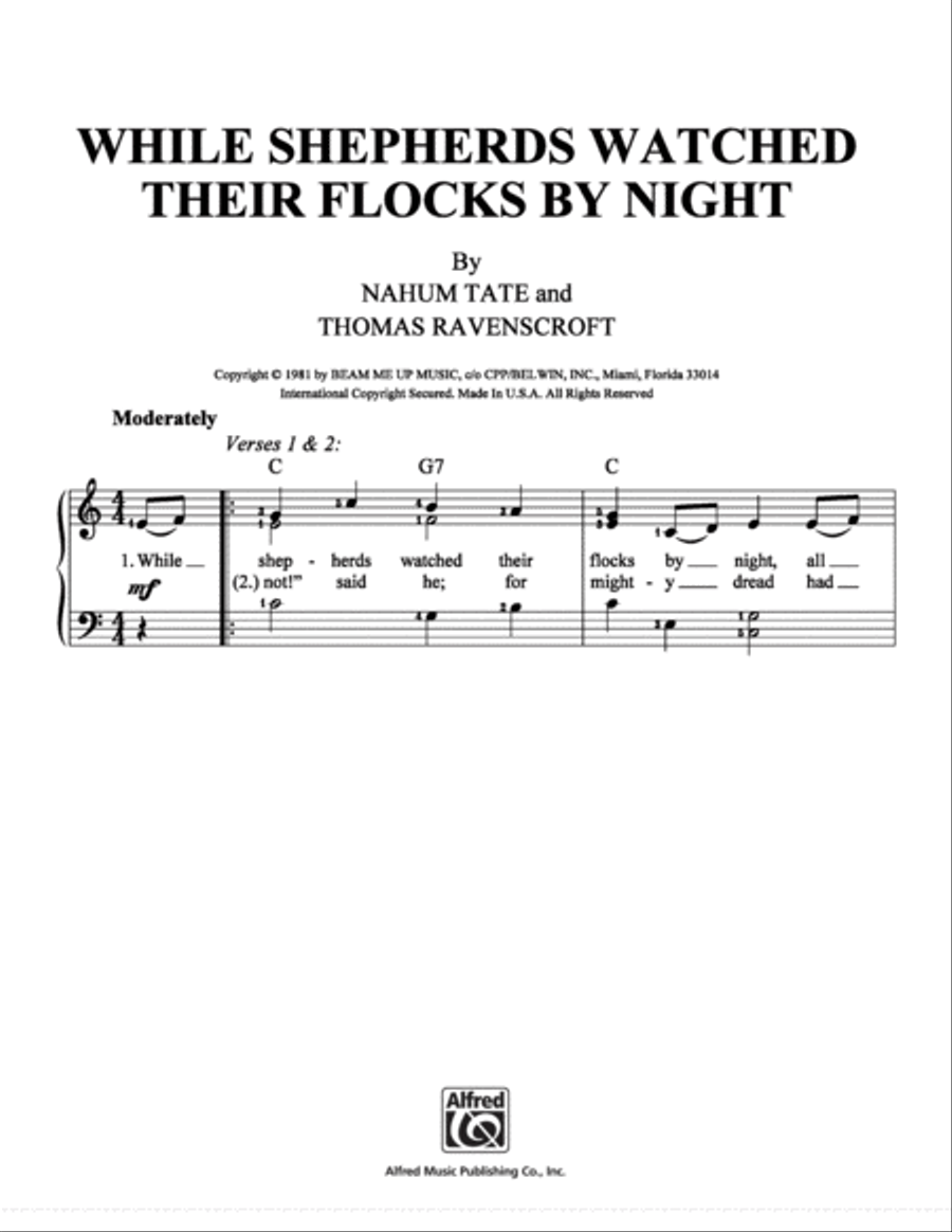 While Shepherds Watched Their Flocks By Night Easy Piano scores gallery preview page 1