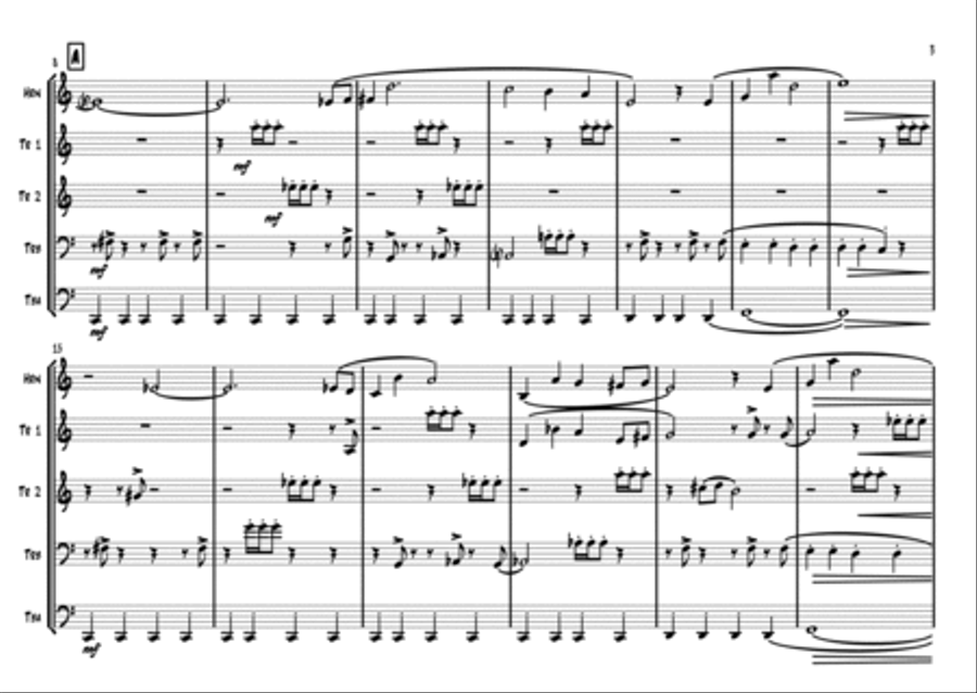 Accigliata come un temporale (Frowning like a storm) Brass Quintet scores gallery preview page 3