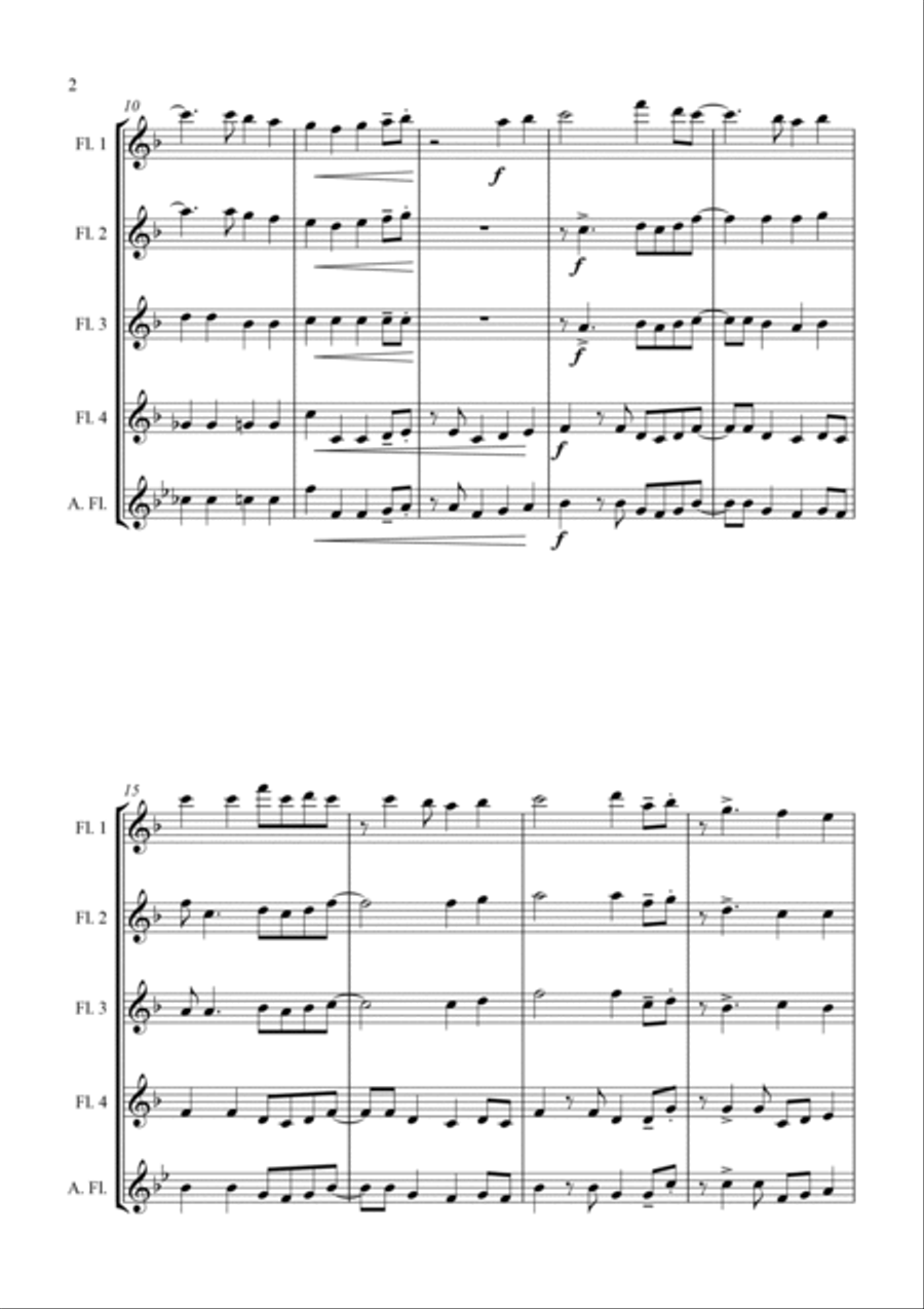 Here We Come A-Wassailing - Jazz Carol for Flute Quartet Flute Quartet scores gallery preview page 4