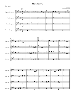 Minueto in G (J. S. Bach) for Saxophone Quartet