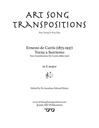 DE CURTIS: Torna a Surriento (transposed to E major)