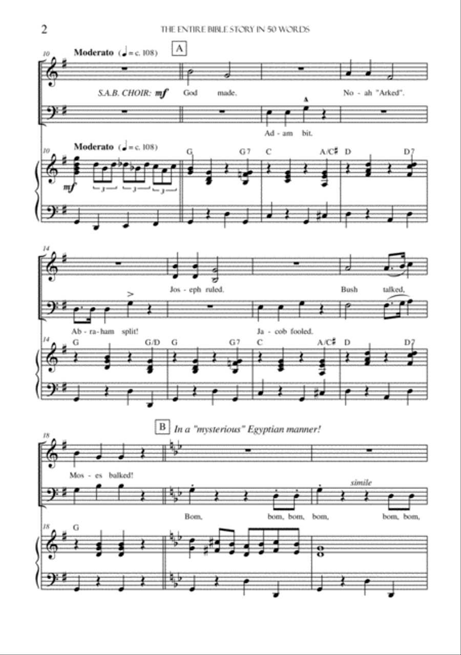 The Entire Bible Story in 50 Words 3-Part scores gallery preview page 2