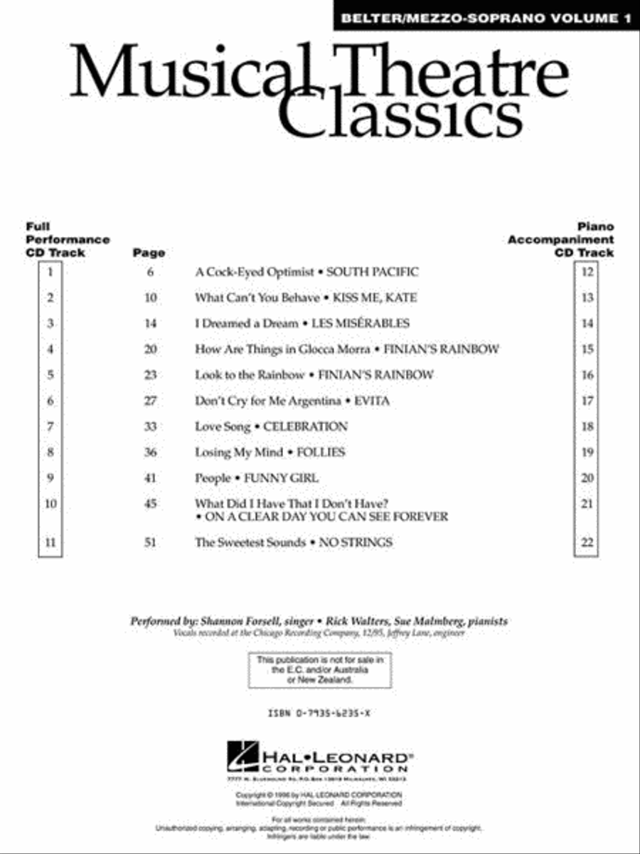 Musical Theatre Classics Musical Theatre Classics Mezzo-Soprano Voice scores gallery preview page 3