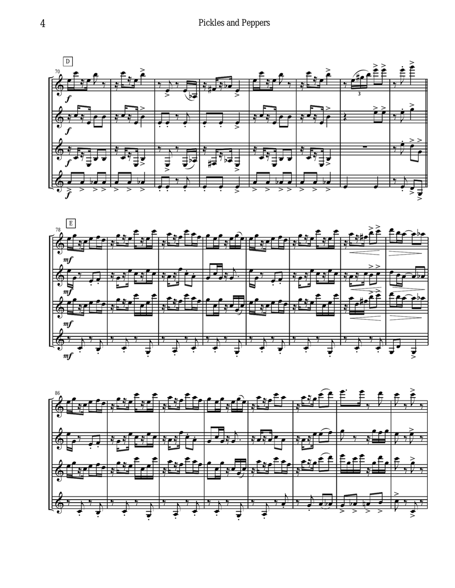 Pickles and Peppers Rag for clarinet quartet Clarinet Quartet scores gallery preview page 4