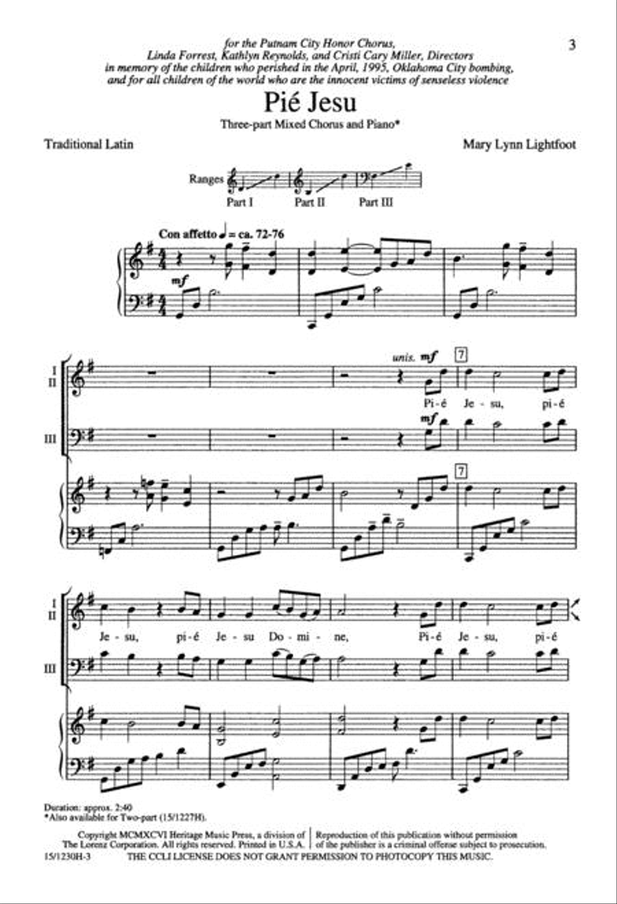 Pié Jesu 3-Part scores gallery preview page 3