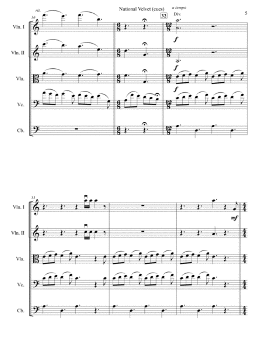 National Velvet (cues) String Orchestra scores gallery preview page 6