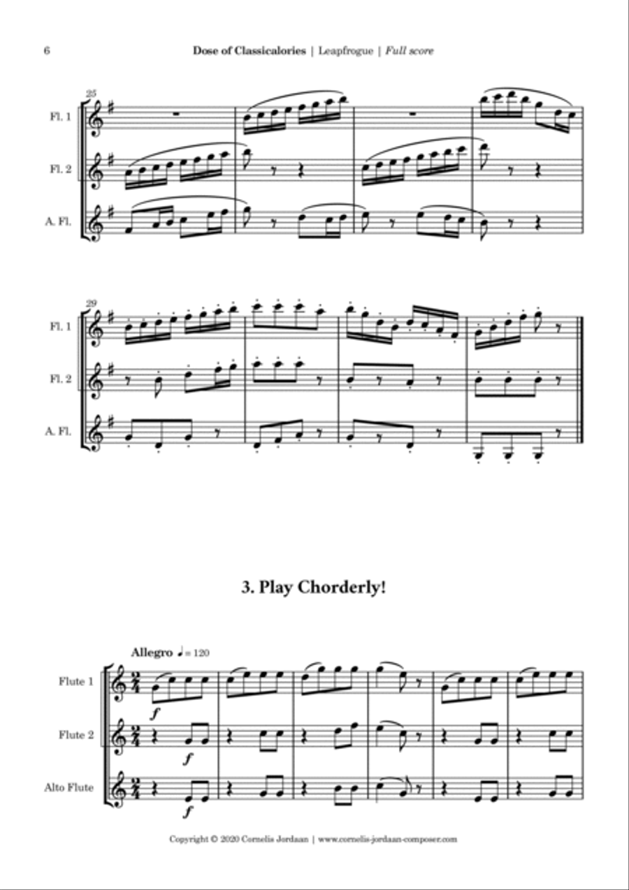 Dose of Classicalories, easy trios for 2 flutes & alto flute Woodwind Trio scores gallery preview page 6