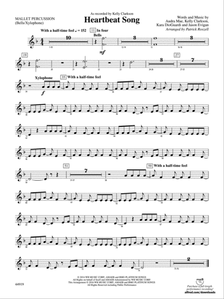 Heartbeat Song: Mallets Concert Band scores gallery preview page 1
