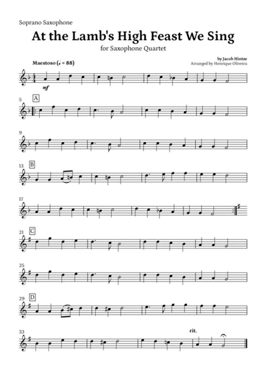 At the Lamb's High Feast We Sing (Saxophone Quartet) - Easter Hymn image number null