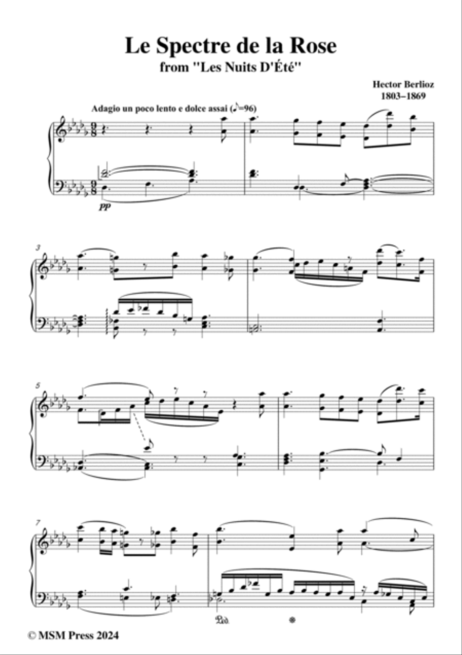 Berlioz-Le Spectre de la Rose in D flat Major,for voice and piano Voice Solo scores gallery preview page 2
