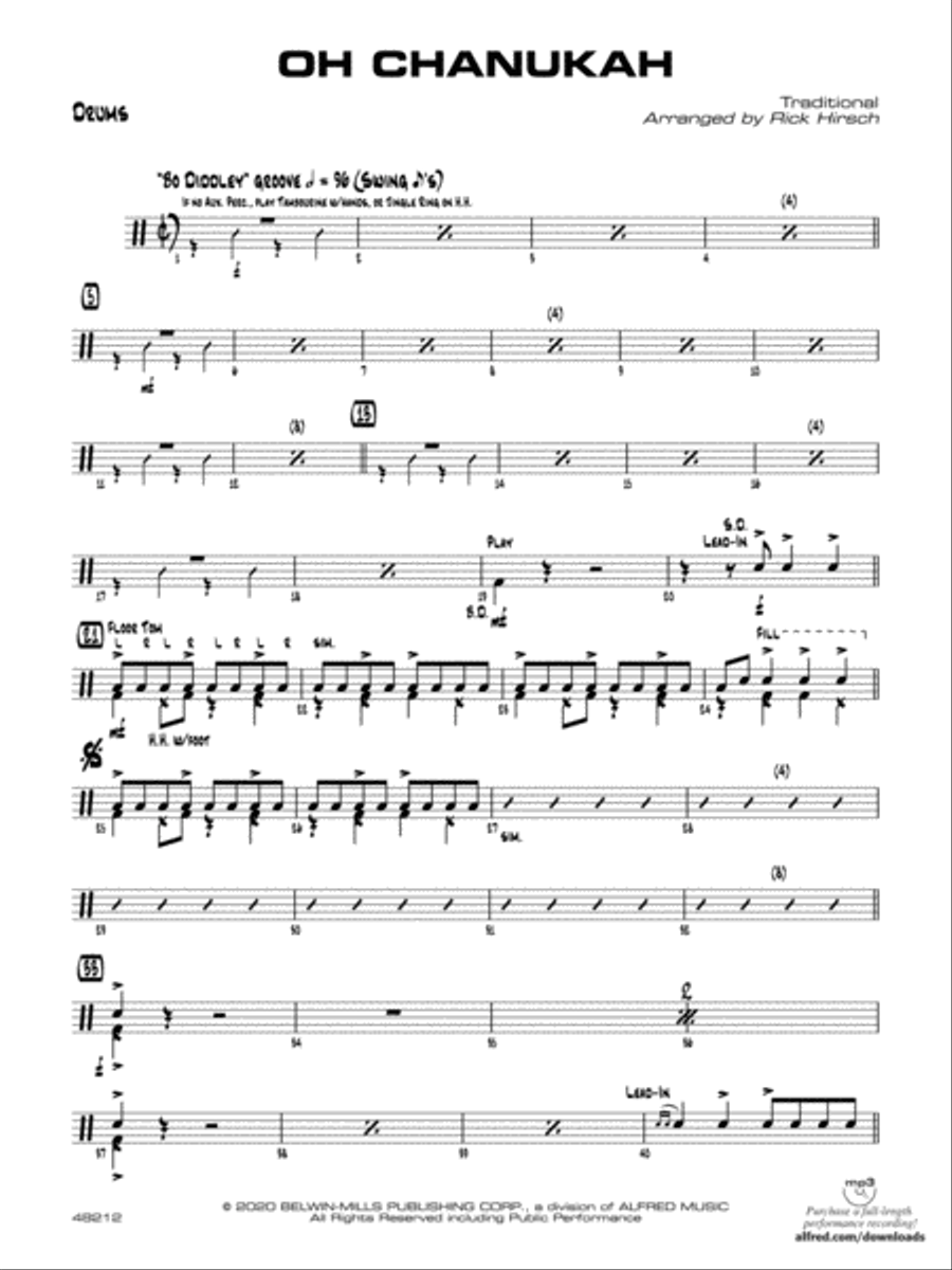 Oh Chanukah: Drums Jazz Ensemble scores gallery preview page 1