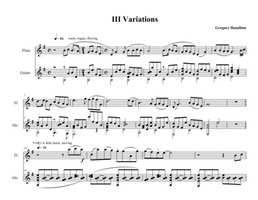 Sonata on Old American Tunes - for Flute and Guitar - Movement III Variations