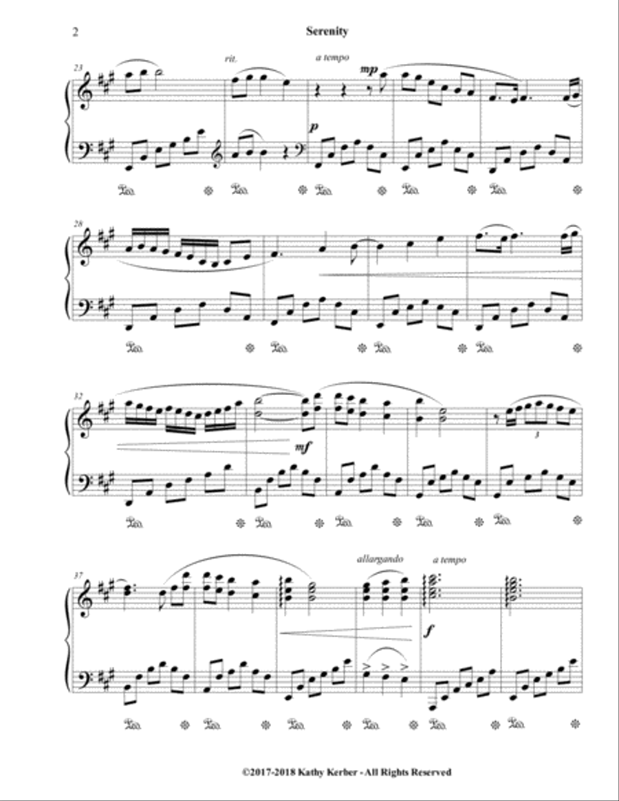 Serenity Piano Solo scores gallery preview page 2