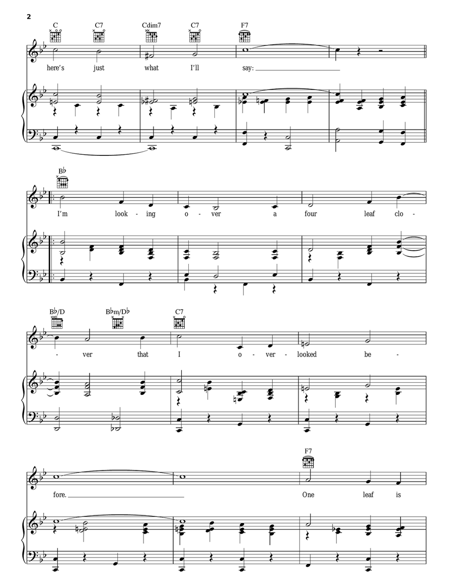 I'm Looking Over A Four Leaf Clover Piano, Vocal, Guitar scores gallery preview page 2