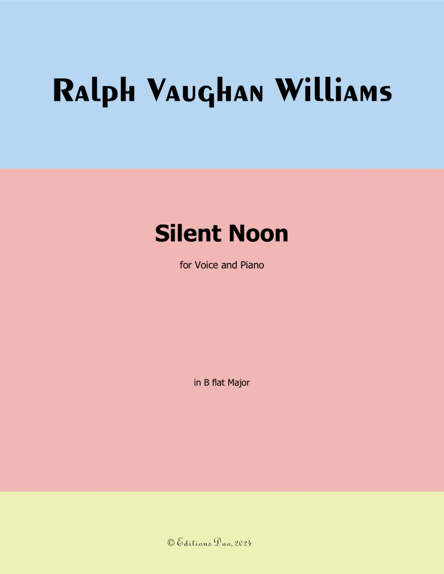 Silent Noon, by Vaughan Williams, in B flat Major Voice scores gallery preview page 1